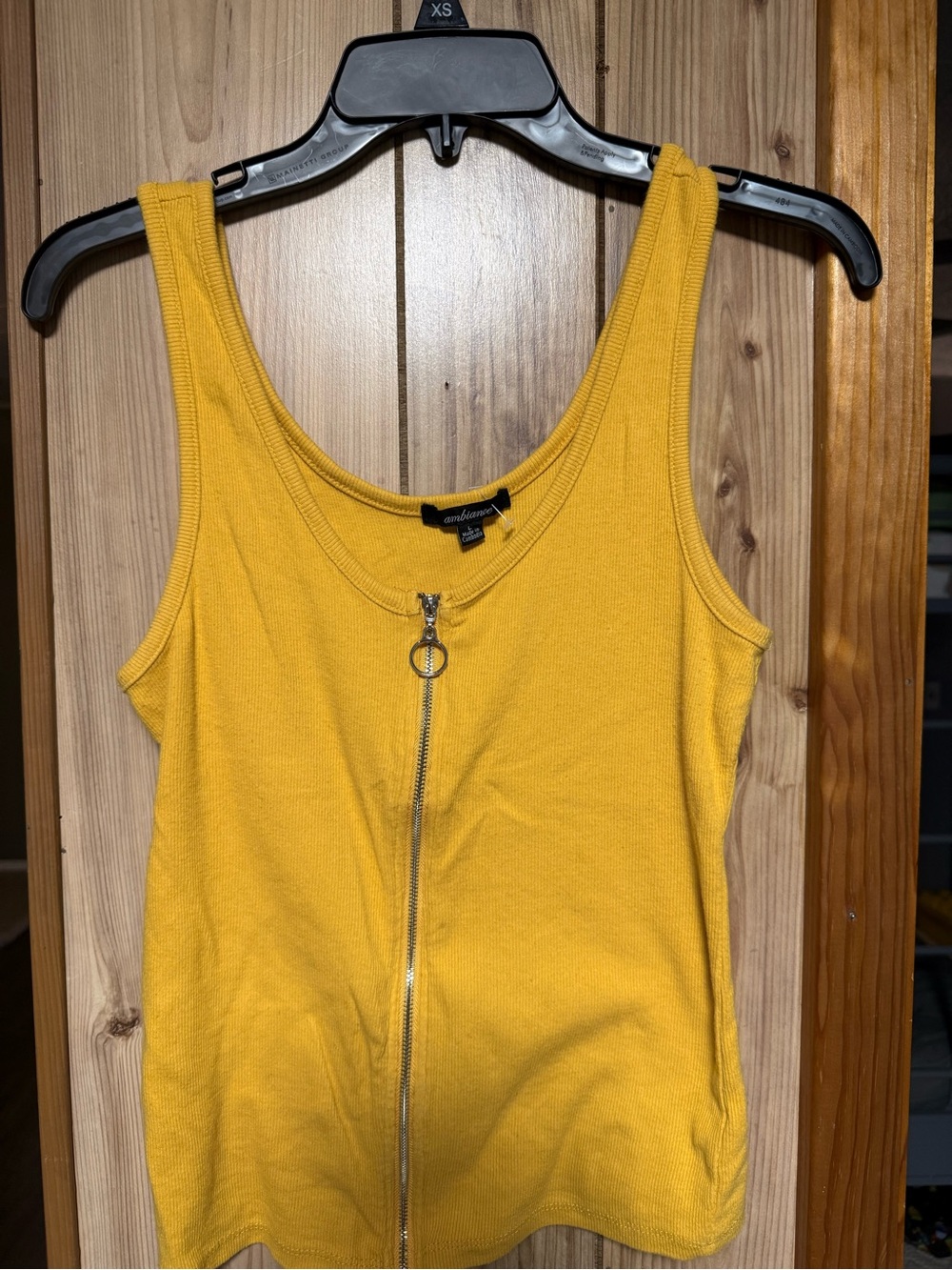 Ambiance Yellow Zip-Front Tank Top with Ring Pull